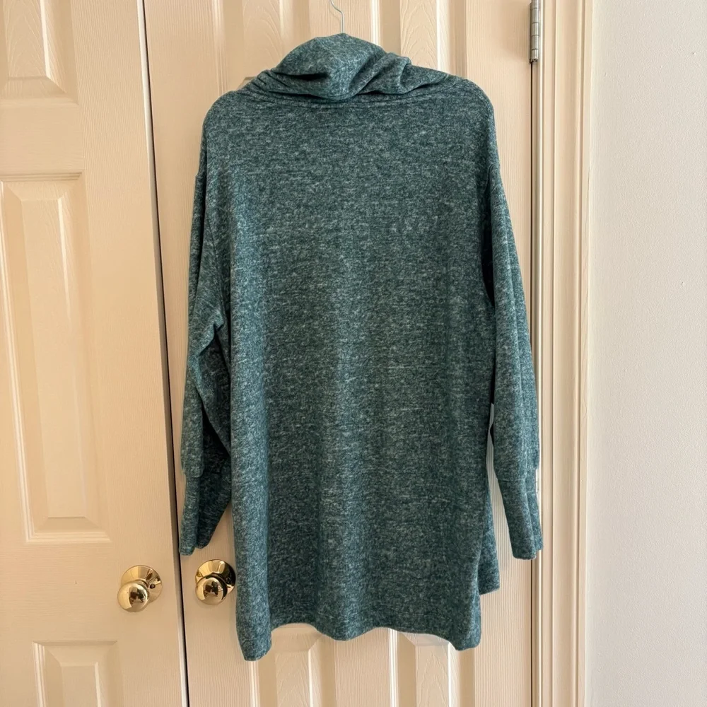 Anthropologie Heathered Teal Cowlneck Tunic Sweater - Picture 5 of 5